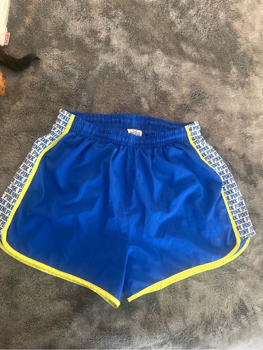 PINK Victoria's Secret Royal Blue Athletic Shorts with Yellow Trim